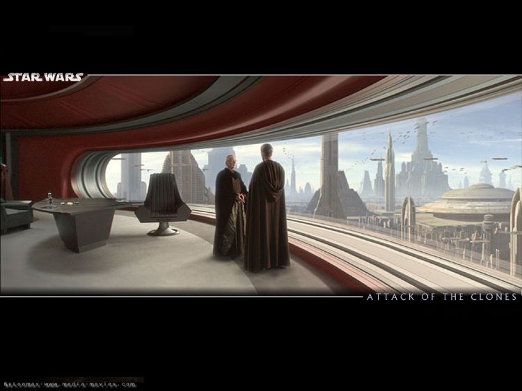 Fonds d'cran Cinma Star Wars II - L'Attaque des Clones SW Design' - Palpatine et Anakin