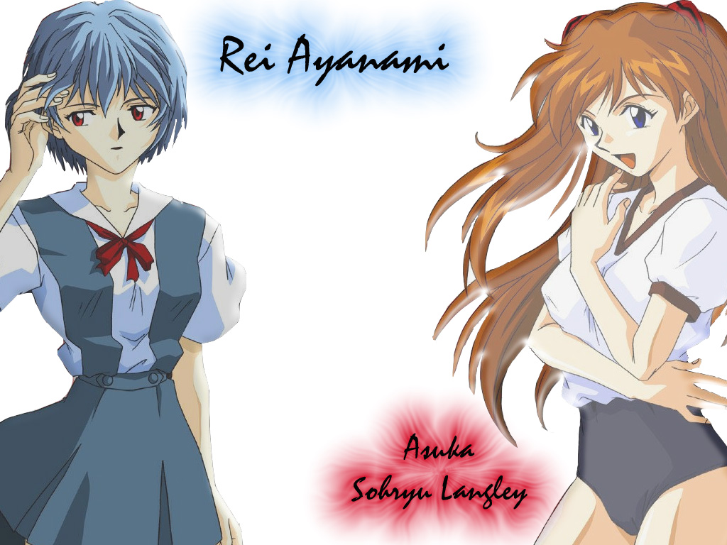 Wallpapers Cartoons Evangelion Rei-Asuka