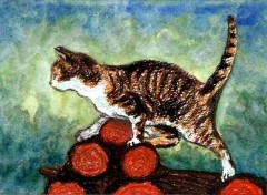 Fonds d'cran Art - Peinture Chat aux aguets