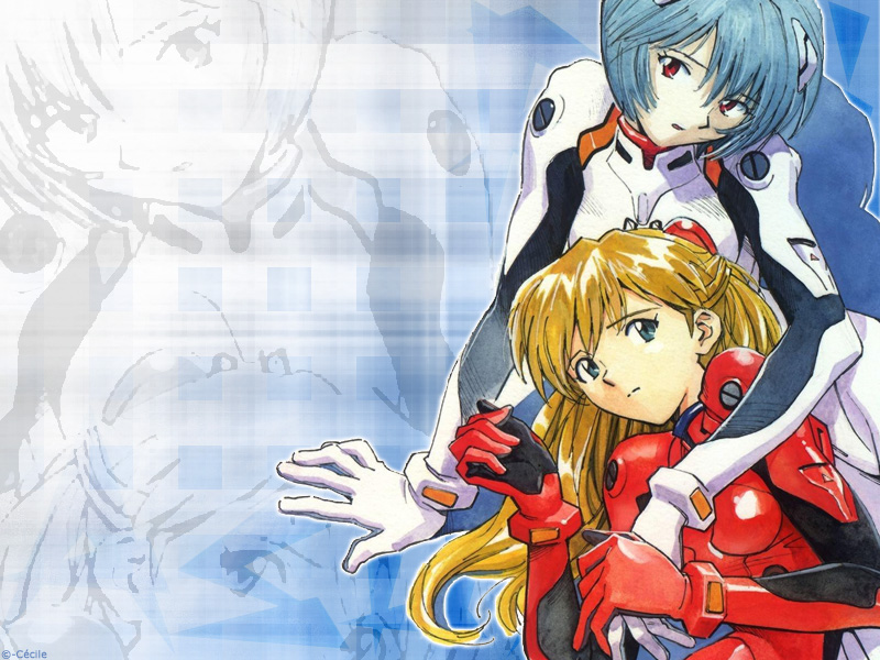 Wallpapers Cartoons Evangelion Rei & Asuka