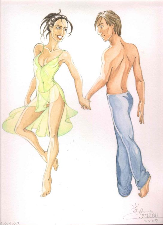 Wallpapers Art - Pencil Characters les danseurs ....en couleur !!!