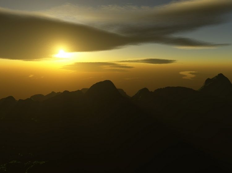 Wallpapers Digital Art Nature - Skies, sunsets L'Astre et les Montagnes II