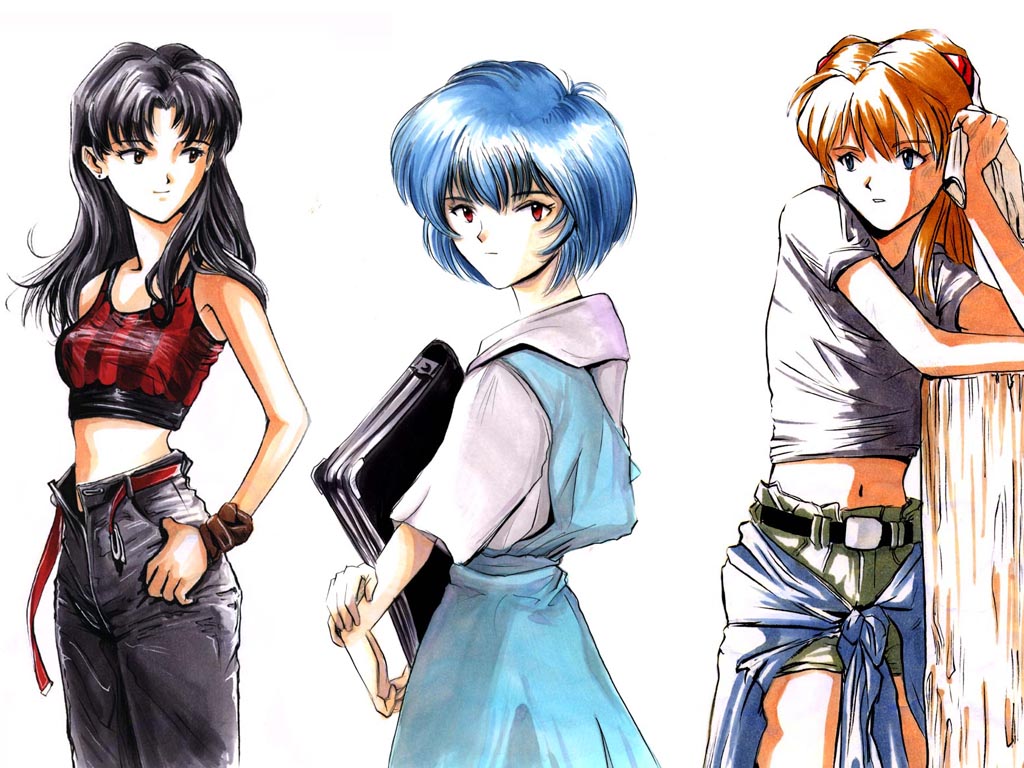 Fonds d'cran Dessins Anims Evangelion Rei, Misato et Asuka