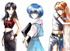 Wallpapers Cartoons Rei, Misato et Asuka