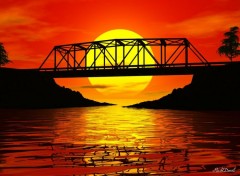 Wallpapers Digital Art Sunset Bridge