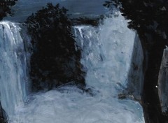 Wallpapers Art - Painting cascade au clair de lune.