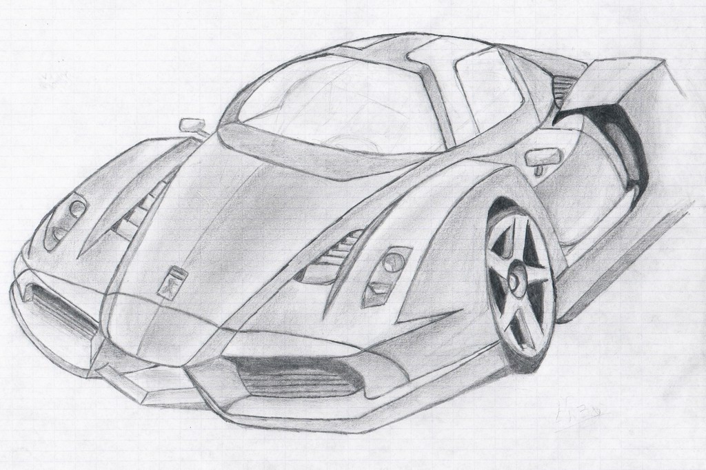 Fonds d'cran Art - Crayon Voitures et Motos Ferrari Enzo