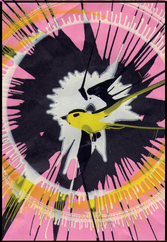 Fonds d'cran Art - Peinture Abstrait oiseau jaune