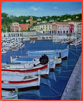 Fonds d'cran Art - Peinture Marine et port de pche pointus dans le port du Cap ferrat