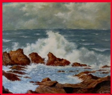 Fonds d'cran Art - Peinture Marine et port de pche vagues sur rochers