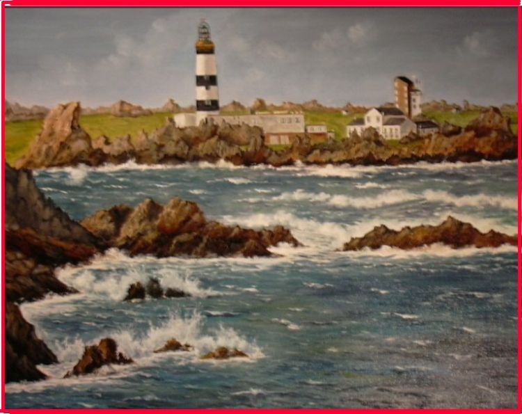 Fonds d'cran Art - Peinture Marine et port de pche Phare Ile Ouessant