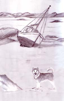 Fonds d'cran Art - Crayon Marine et port de pche Dessin au fusin