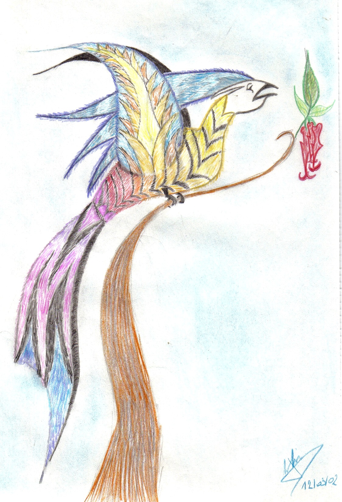 Fonds d'cran Art - Crayon Animaux - Oiseaux - Rapaces oiseau imaginaire