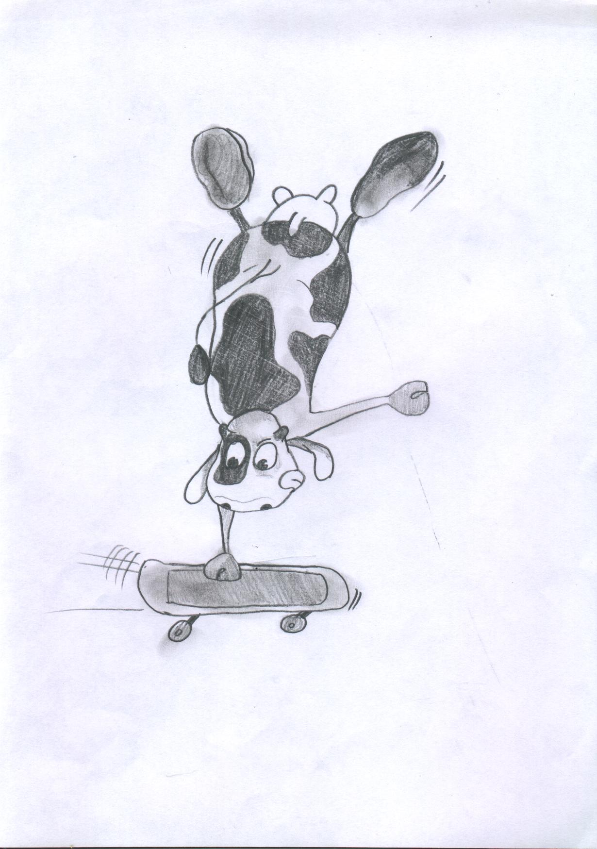 Fonds d'cran Art - Crayon BDs - Animaux LA VACHE SK8