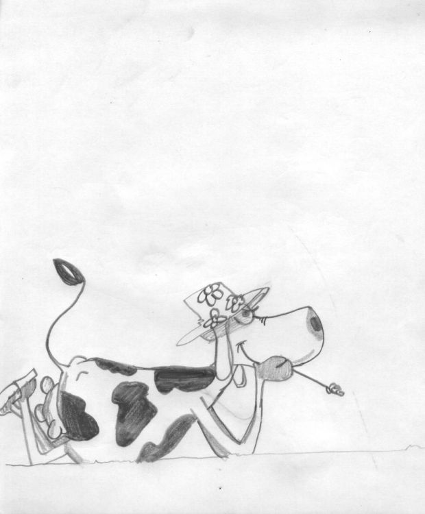 Fonds d'cran Art - Crayon Animaux - Vaches c bon le silence !