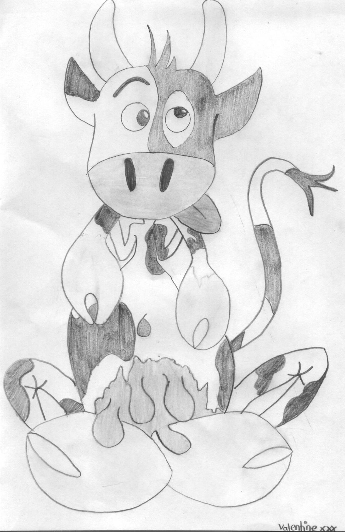 Fonds d'cran Art - Crayon BDs - Animaux vache