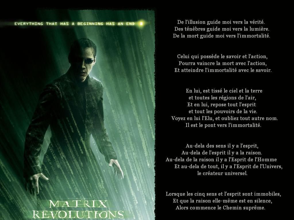 Fonds d'cran Cinma Matrix 3 Revolutions Neo (texte)