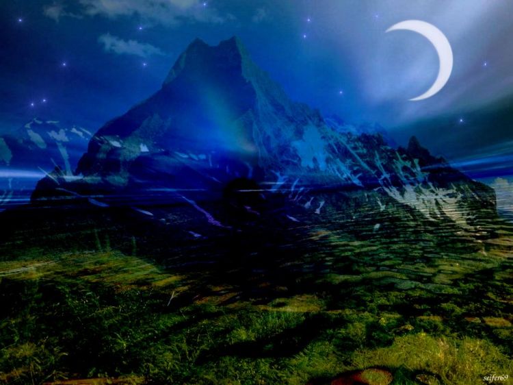 Wallpapers Digital Art Nature - Landscapes Une nuit sous la lune