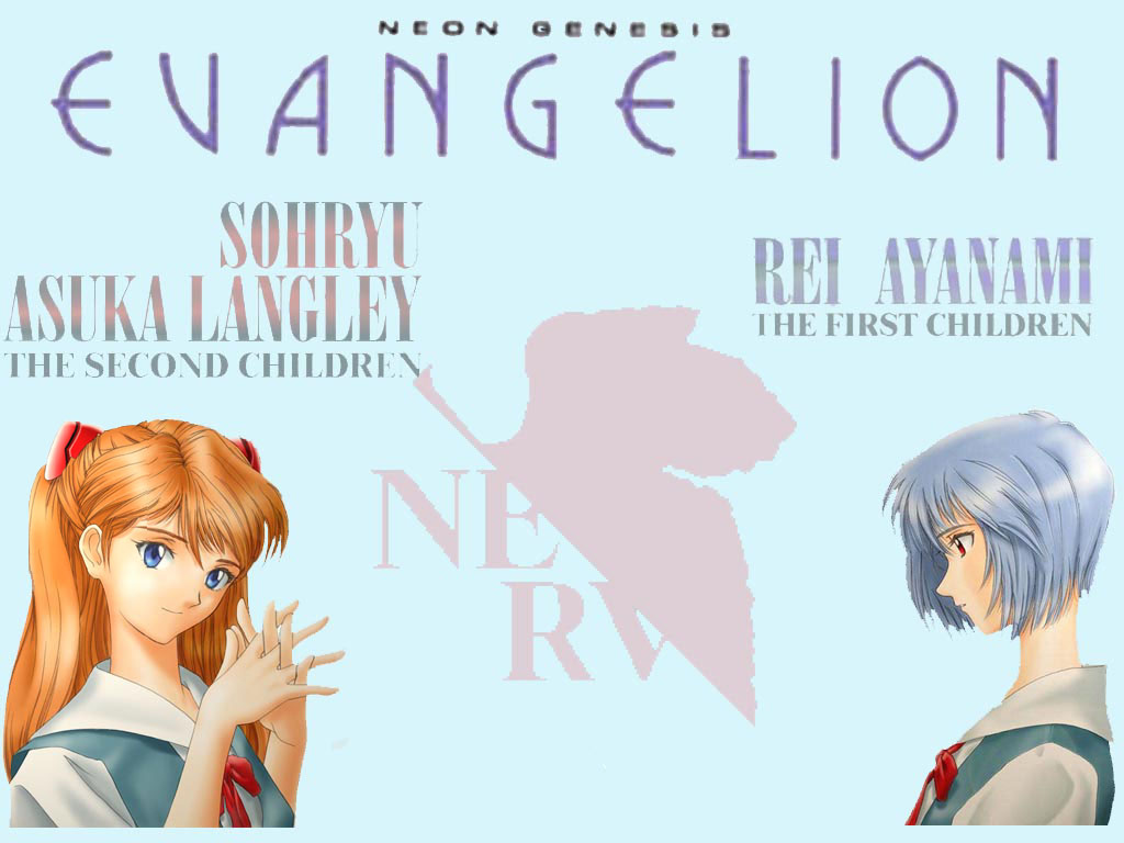 Wallpapers Cartoons Evangelion asuka et rei