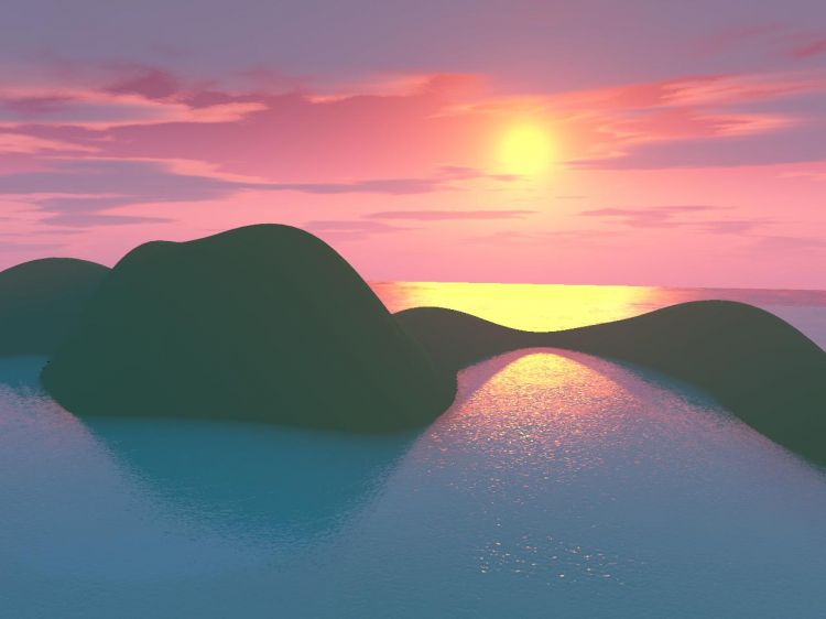 Wallpapers Digital Art 3D - Terragen coucher de soleil sur colines