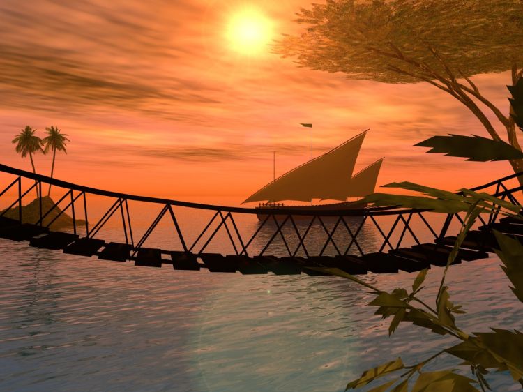 Wallpapers Digital Art 3D - Vue coucher de soleil