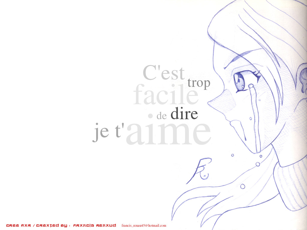 Fonds d'cran Art - Peinture Manga Tristesse refoule