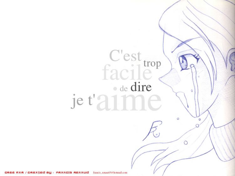 Fonds d'cran Art - Peinture Manga Tristesse refoule