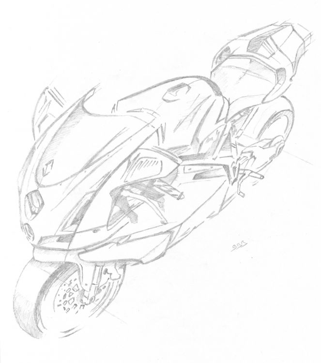 Wallpapers Art - Pencil Cars and motorbikes Ducati 999