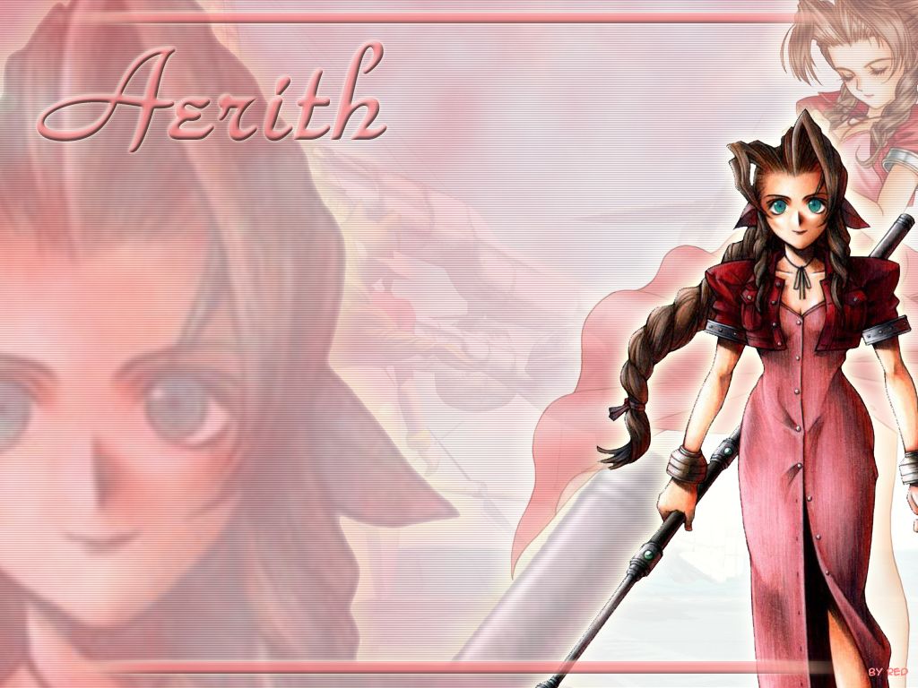 Fonds d'cran Jeux Vido Final Fantasy VII Red's Wallpaper of Aerith 01