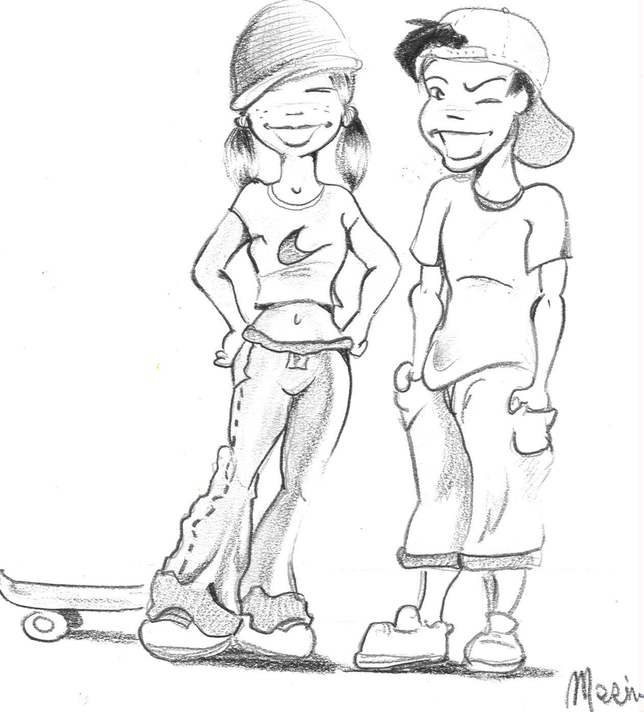 Fonds d'cran Art - Crayon BDs - Personnages Skateur