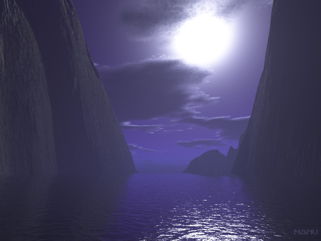 Wallpapers Digital Art 3D - Terragen Crique au clair de lune