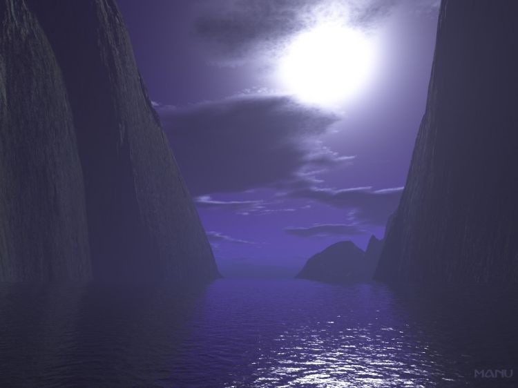 Wallpapers Digital Art 3D - Terragen Crique au clair de lune