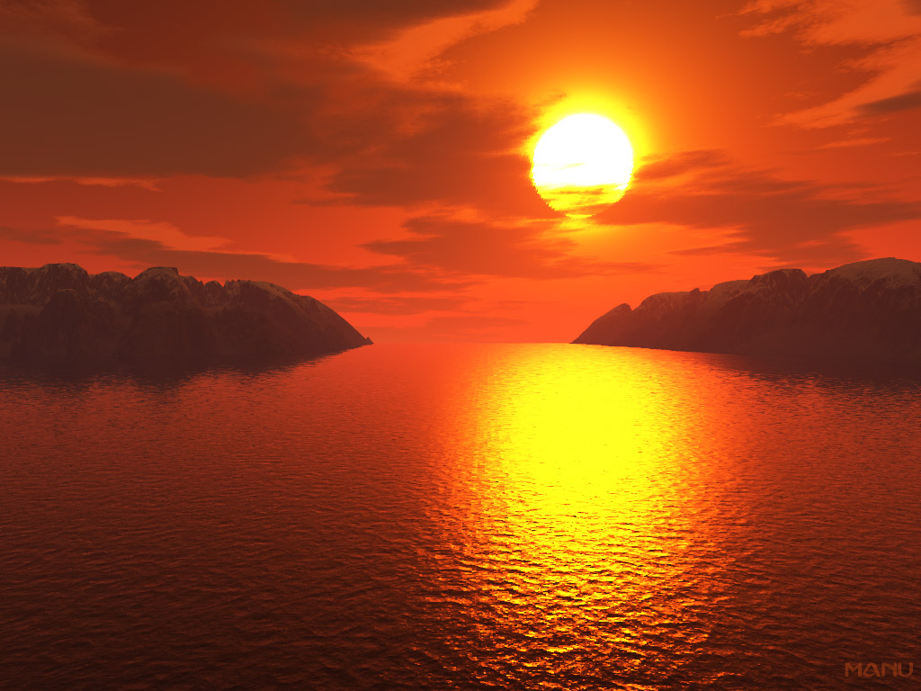 Wallpapers Digital Art 3D - Terragen Couch de soleil en mer