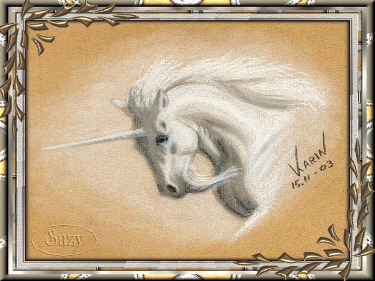 Fonds d'cran Art - Peinture Fantasy Licorne blanche