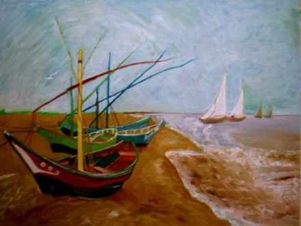 Fonds d'cran Art - Peinture Marine et port de pche Btaeaux de pche de Saintes-maries