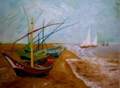 Fonds d'cran Art - Peinture Btaeaux de pche de Saintes-maries