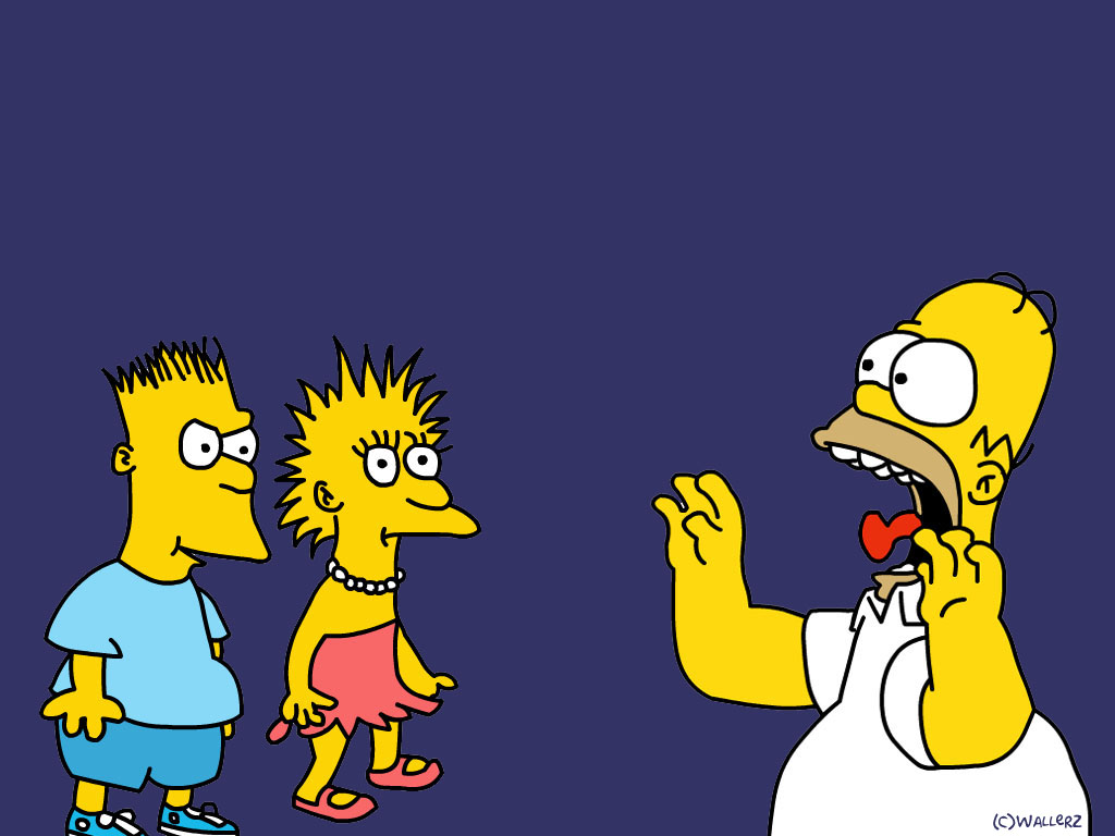 Wallpapers Cartoons The Simpsons Homer, Old Lisa & Bart