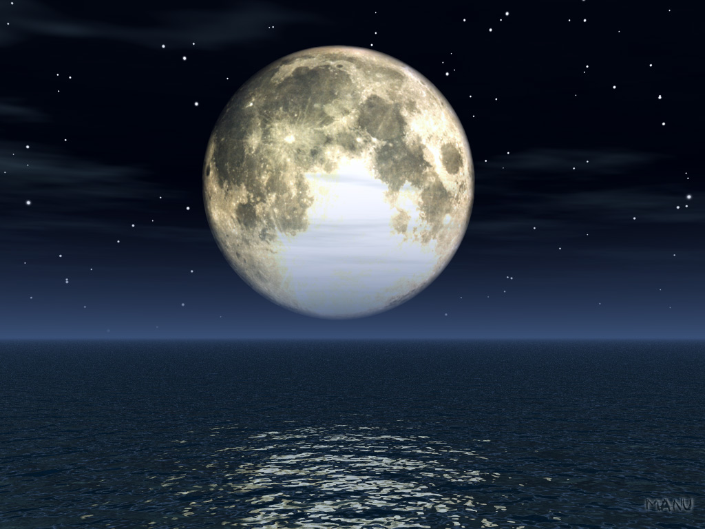 Wallpapers Digital Art 3D - Vue La lune sur l'ocan...