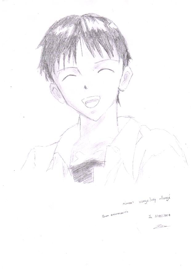 Fonds d'cran Art - Crayon Manga - Evangelion shinji qui sourit !!