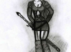 Fonds d'cran Art - Crayon The warrior girl