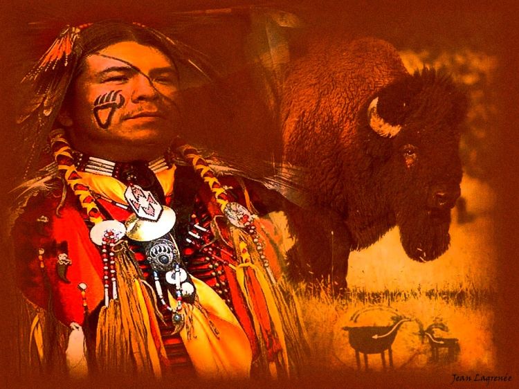 Fonds d'cran Art - Numrique Les Peuples Premiers Cheyenne & Bison