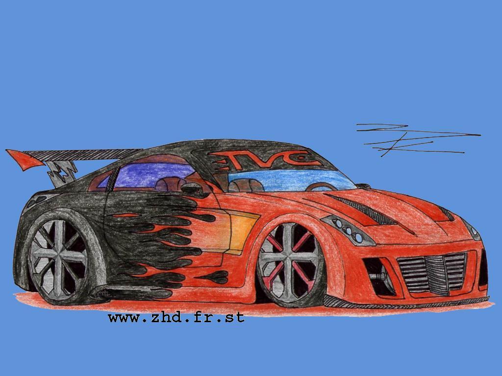 Fonds d'cran Art - Crayon Voitures et Motos Nissan 350Z