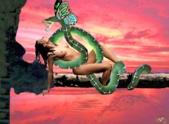 Fonds d'cran Erotic Art Beauty & Snake