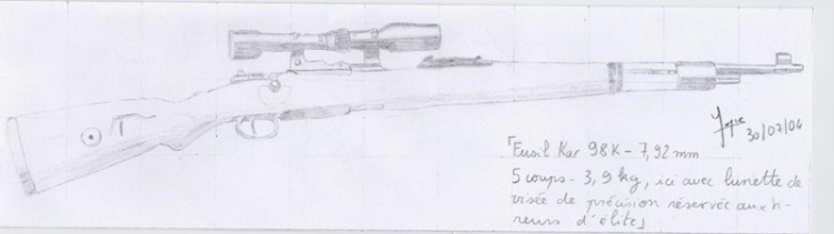 Wallpapers Art - Pencil Weapons Fusil Kar 98K - 7,92mm 5coups 3,9Kg