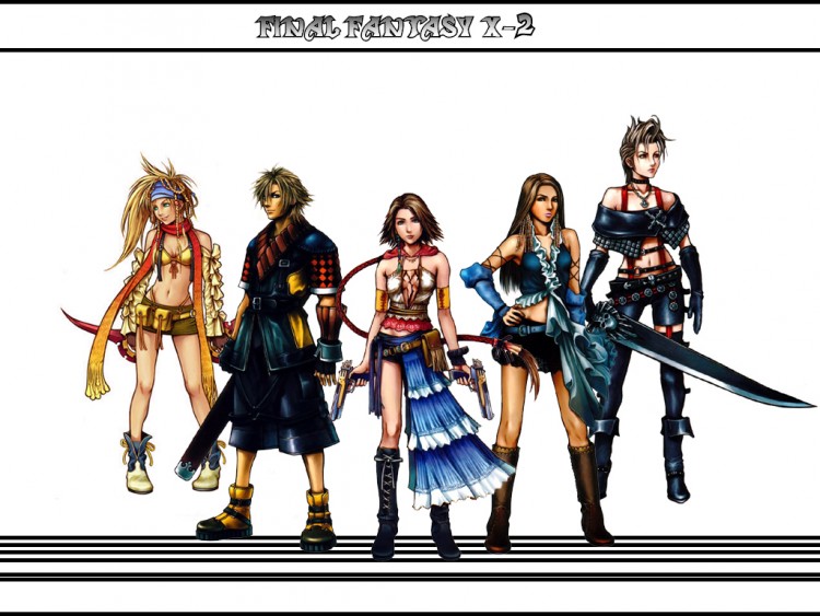 Fonds d'cran Jeux Vido Final Fantasy X-2 quatuor  armes Rikku-Suin-Yuna-Lenne-Paine