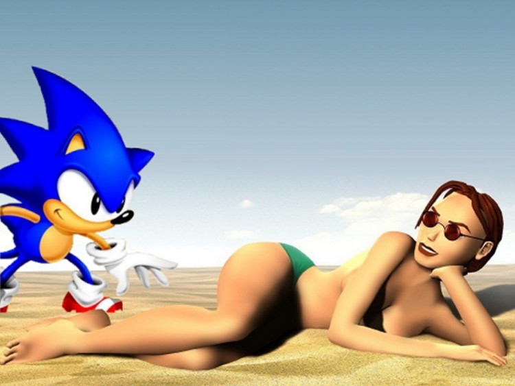 Fonds d'cran Humour Divers Sonic petit pervers !