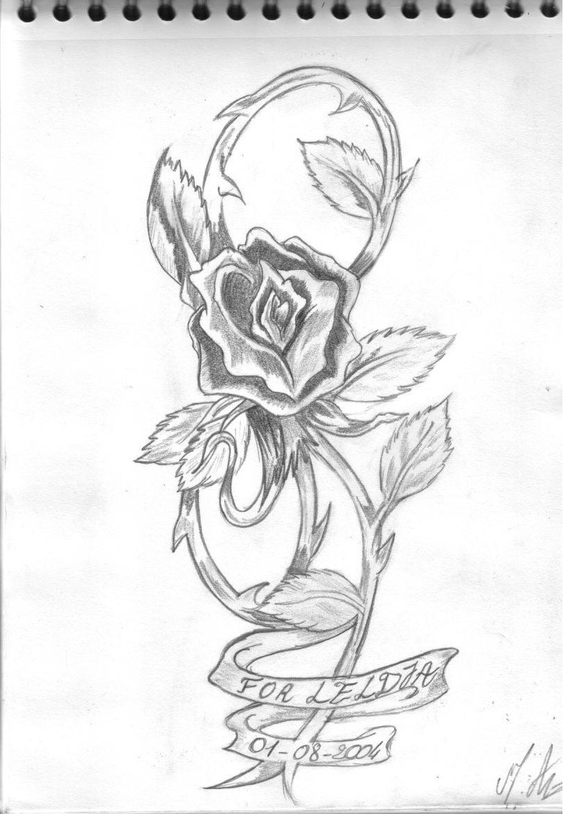 Wallpapers Art - Pencil Tattoos rose version old school