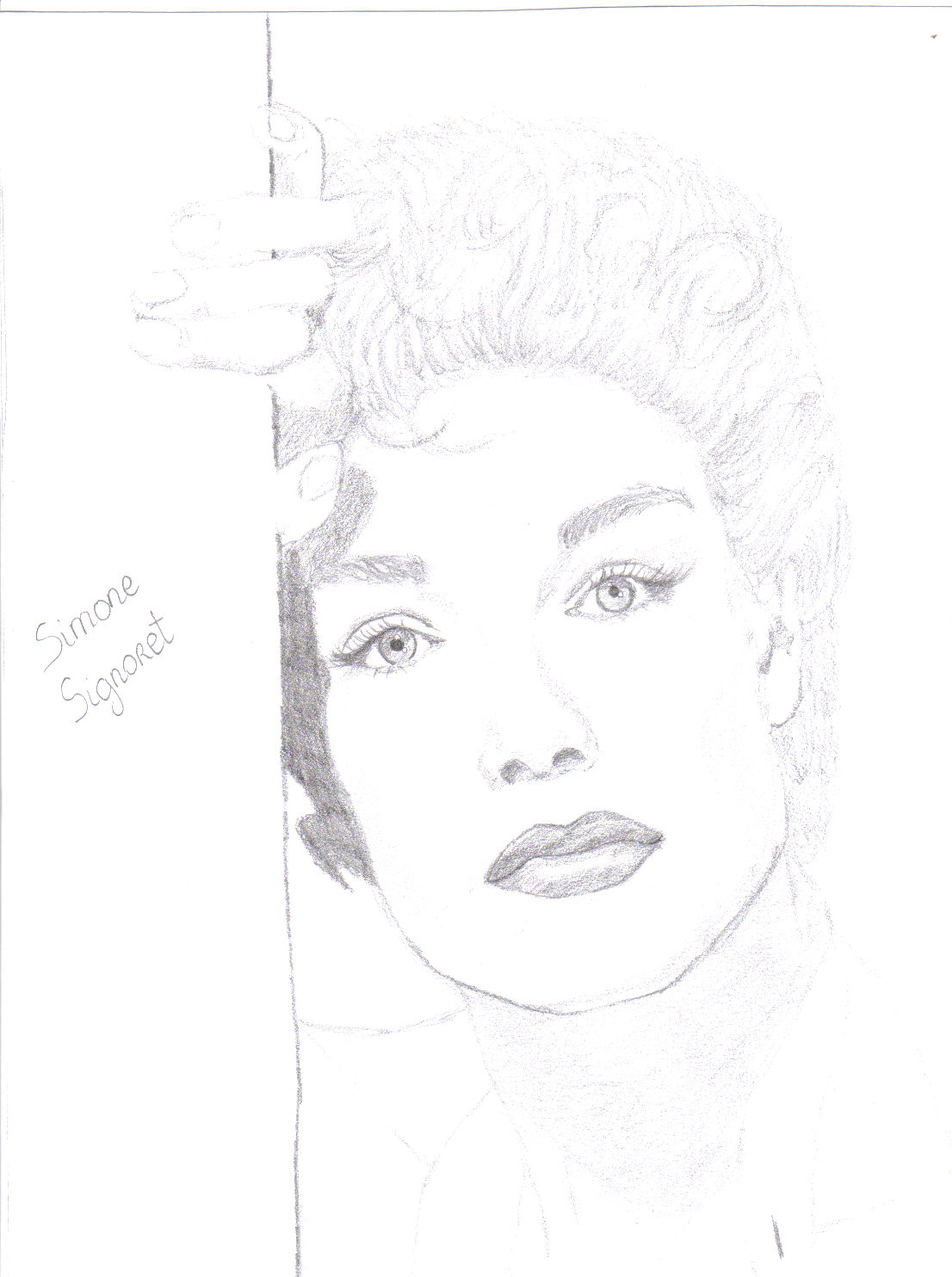 Wallpapers Art - Pencil Portraits Simone Signoret