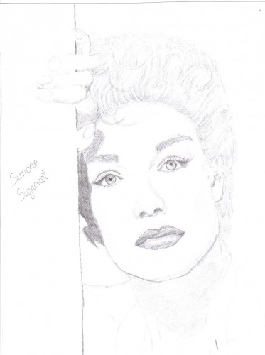 Wallpapers Art - Pencil Portraits Simone Signoret