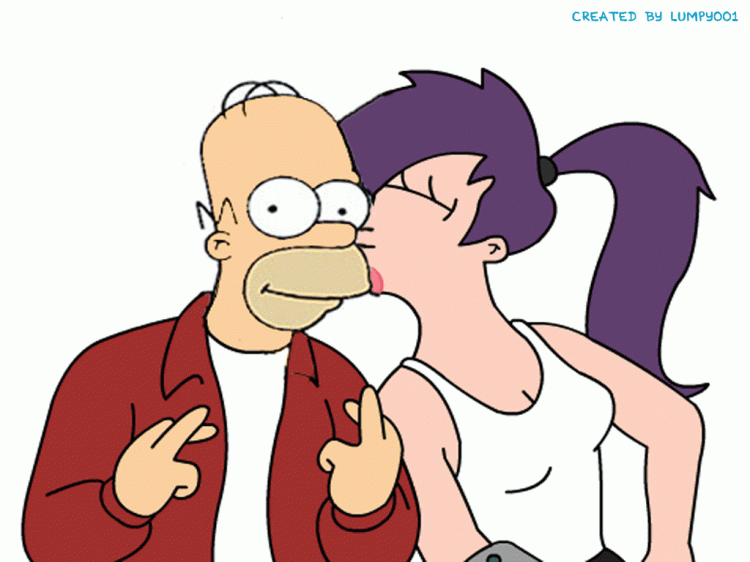 Wallpapers Cartoons Futurama Homer & Leela